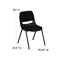 Emma+Oliver 880 Lb. Capacity Padded Ergonomic Shell Stack Chair With Metal Frame