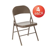 Emma+Oliver 4 Pack Double Braced Commercial Party Events Steel Metal Folding Chair