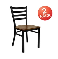 Emma+Oliver 2 Pack Ladder Back Metal Restaurant Chair