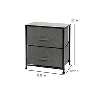 2 Drawer Storage Stand With Wood Top & Dark Fabric Pull Drawers