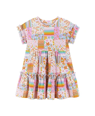 Andy & Evan Toddler/Child Girls Multi-Pattern Tile Print Dress