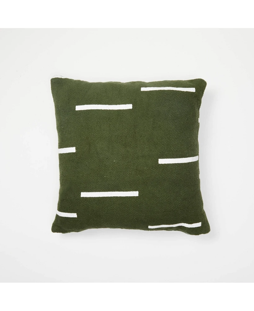 Dormify Kyra Mudcloth Square Pillow Cover - Olive, Dorm Room Accent & Decor Lighting, Bedroom & Dorm Room Accent Essential