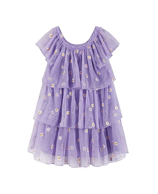 Andy & Evan Toddler Girls Toddler/Child Purple Floral Ruffle Tiered Dress