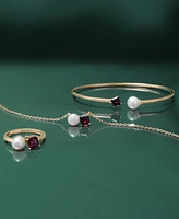 Audrey by Aurate Cultured Freshwater Pearl (5mm) & Rhodolite (5/8 ct. t.w.) Two Stone Ring Gold Vermeil, Created for Macy's