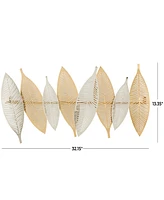 Rosemary Lane Gold Metal Leaf Metallic Wall Decor with Silver Accents, 2" x 32" x 13"
