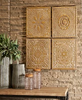 Rosemary Lane Gold Metal Scroll Wall Decor with Embossed Details, Set of 4 17"W, 17"H