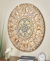 Rosemary Lane Gold Metal Plate Wall Decor with Embossed Details, 32" x 2" x 32"