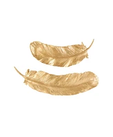 Rosemary Lane Gold Resin Bird Feather Wall Decor, Set of 2 30", 23"W