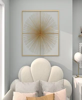 CosmoLiving by Cosmopolitan Gold Metal Starburst Large 3D Wall Decor with Square Frame, 36" x 3" x 36"