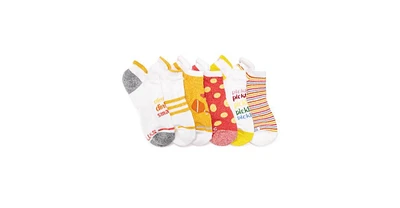 Muk Luks Women's 6 Pack Pickleball Ankle Socks, Retro Multi, One