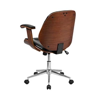 Merrick Lane Frederick Mid-Back Ergonomic Office Chair Executive Swivel Bentwood Frame Desk Chair