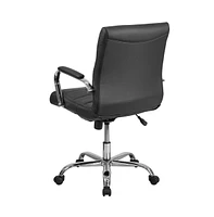 Emma+Oliver Mid-Back Vinyl Executive Swivel Office Chair With Chrome Base And Arms