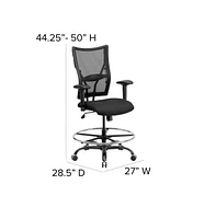 Emma+Oliver 400 Lb. Capacity Big & Tall Mesh Ergonomic Drafting Chair With Height Adjustable Arms