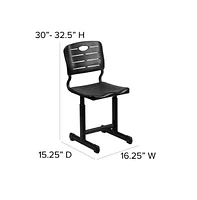 Emma+Oliver Adjustable Height Student Chair With Pedestal Frame