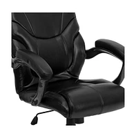 Emma+Oliver High Back Leathersoft Executive Swivel Ergonomic Office Chair With Arms