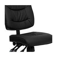 Emma+Oliver Mid-Back Leather Multifunction Swivel Ergonomic Task Office Chair