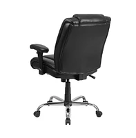 Emma+Oliver Big & Tall 400 Lb. Rated Leather Swivel Ergonomic Task Office Chair With Chrome Base And Adjustable Arms