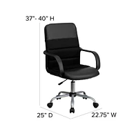 Emma+Oliver Mid-Back Leather And Mesh Swivel Task Office Chair With Arms