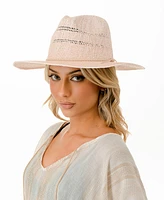 Marcus Adler Women's Straw Panama Hat with Suede Braided Trim