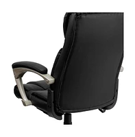 Emma+Oliver High Back Folding Leather Executive Swivel Office Chair With Arms