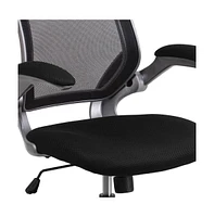 Emma+Oliver Mid-Back Mesh Swivel Ergonomic Task Office Chair With Gray Frame & Flip-Up Arms