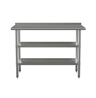 Nsf Certified Stainless Steel 18 Gauge Work Table With 1.5" Backsplash And 2 Undershelves