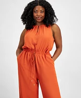 Tahari Plus Size Keyhole Sleeveless Wide-Leg Jumpsuit