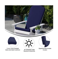 Merrick Lane Riviera Set Of 2 Indoor/Outdoor High Back Adirondack Chair Cushions With Elastic Strap And Water Resistant Covers
