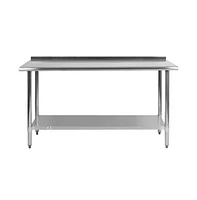 Stainless Steel 18 Gauge Prep And Work Table With Backsplash And Shelf