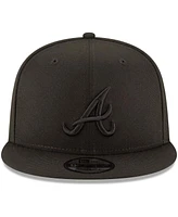 New Era Atlanta Braves Black on Black 9fifty Team Snapback Adjustable Hat - Black