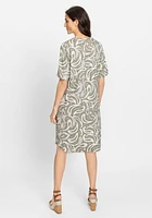 Olsen Women's Pure Viscose Short Sleeve Paisley Tunic Dress