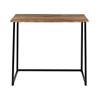 Merrick Lane Oakdale Folding Computer Desk With Wood Grain Finish Top And Folding Metal Legs