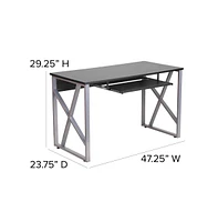 Computer Desk With Pull-Out Keyboard Tray And Cross-Brace Frame