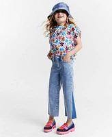 Epic Threads Girls Bouquet Floral Side Tie Top Kensington 70s Flared Jeans Created For Macys