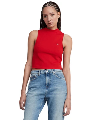 Tommy Jeans Women's Cropped Mockneck Sleeveless Top