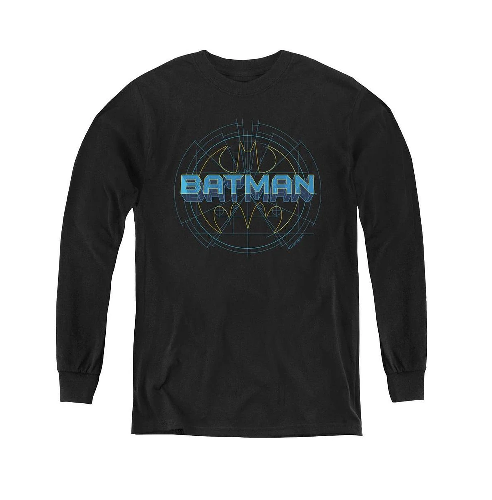 Batman Boys Youth Bat Tech Logo Long Sleeve Sweatshirts