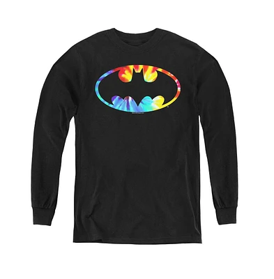 Batman Boys Youth Tie Dye Logo Long Sleeve Sweatshirts