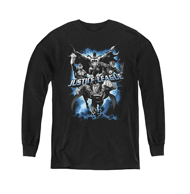 Justice League Boys of America Youth Justice Storm Long Sleeve Sweatshirts