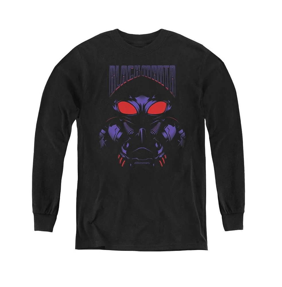 Aquaman Movie Boys Youth Black Manta Long Sleeve Sweatshirts