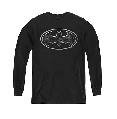 Batman Boys Youth Glass Hole Logo Long Sleeve Sweatshirts
