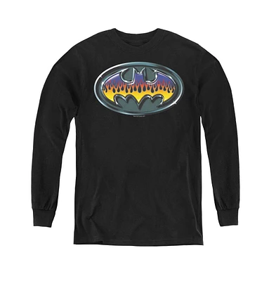 Batman Boys Youth Hot Rod Shield Long Sleeve Sweatshirts