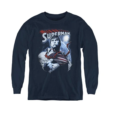 Superman Boys Youth Honor And Protect Long Sleeve Sweatshirts