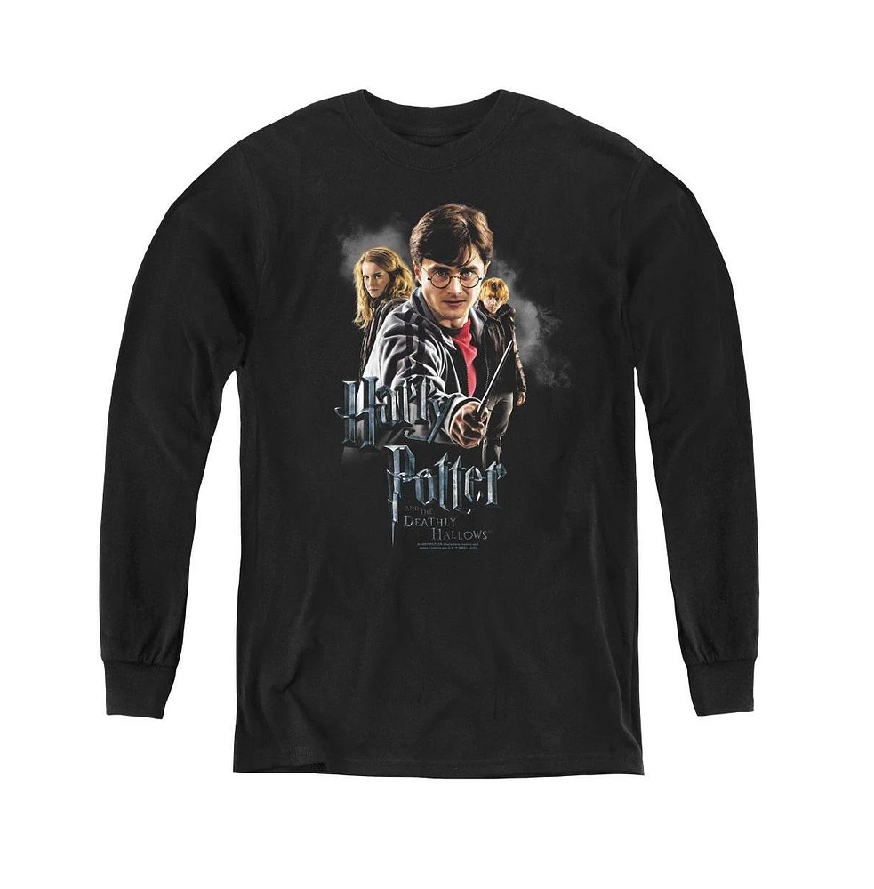 Harry Potter Boys Youth Deathly Hollows Cast Long Sleeve Sweatshirts