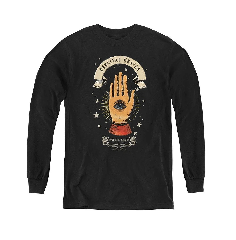 Fantastic Beasts Boys Youth Percival Graves Long Sleeve Sweatshirts