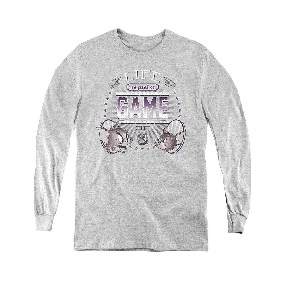 Tom and Jerry Boys Youth Life Is A Game Long Sleeve Sweatshirts