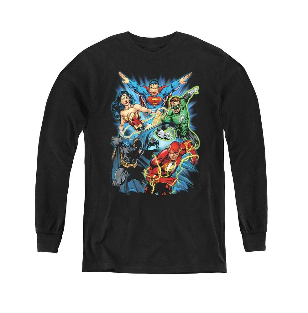 Justice League Boys of America Youth Jl Assemble Long Sleeve Sweatshirts