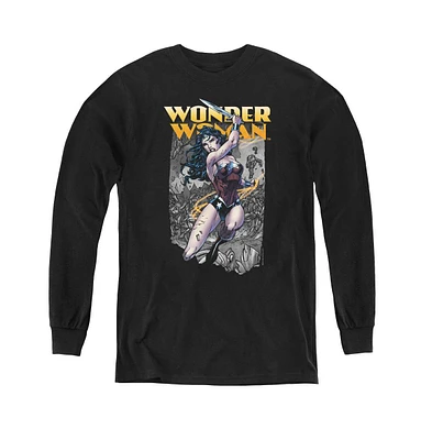 Justice League Boys of America Youth Wonder Woman Slice Long Sleeve Sweatshirts