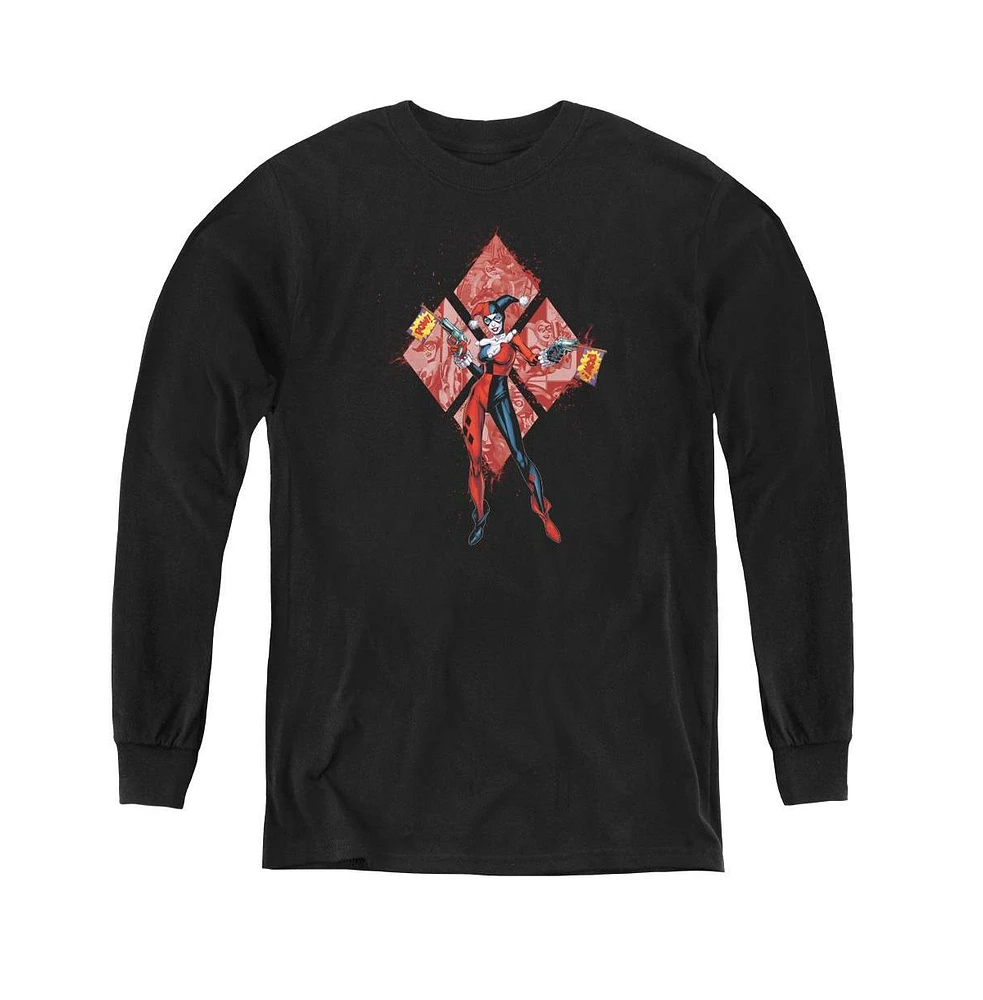 Batman Boys Youth Harley Quinn (Diamonds) Long Sleeve Sweatshirts