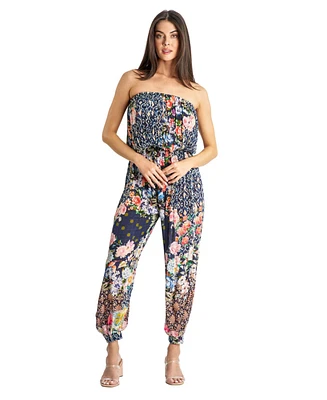 La Moda Clothing Women's Strapless Ankle Cuff Jumpsuit