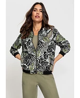 Olsen Women's Satin Effect Multi-Leaf Bomber Jacket